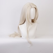 abordables Pelucas de personajes de películas-Elsa cosplay pelucas mujer parte media 30 pulgadas fibra resistente al calor rizado rubio adulto anime peluca halloween peluca