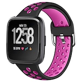 billige Fitbit klokkebånd-Klokkerem til Fitbit Versa 2 / Versa Lite / Versa SE / Versa Silikon Erstatning Stropp Myk Pustende Sportsrem Armbånd
