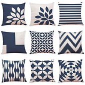 cheap Geometric Style-1 Set of 9 pcs Modern Cushion Cover Geometry Series Decorative Faux Linen Throw Pillow Cover Home Sofa Decorative Outdoor Cushion for Sofa Couch Bed Chair