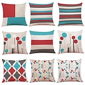 cheap Geometric Style-1 Set of 9 pcs Modern Cushion Cover Geometry Series Decorative Faux Linen Throw Pillow Cover Home Sofa Decorative Outdoor Cushion for Sofa Couch Bed Chair