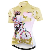 baratos Camisolas femininas-Mulheres Camisa para Ciclismo Padrão Botânico floral Flor Manga Curta Moto Camisa / Roupas Para Esporte Blusas com 3 bolsos traseiros Ciclismo de Montanha Ciclismo de Estrada Secagem Rápida Bolso