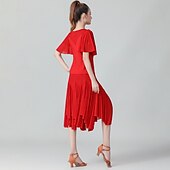 abordables Tenues de danse latine-Danse latine Jupes Volants en cascade Ruché Combinaison Femme Utilisation Entraînement Manche Courte Taille moyenne Polyester
