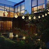 billige Soldrevet-elegant bryllupsfestmottakelse 6,5m 30led solcellelys - boblelampe med krystallkule, 8 funksjoner, vanntette utendørs eventyrlys for hage, plendekorasjon
