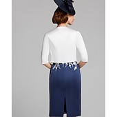 voordelige moeders wikkels-Dames Wrap Bolero Shawl Moeder&#039;s Bruids Gast Wraps Jassen  Jasjes Pure Basis Halve Mouw Satijnen Bruids Wikkel Met Pure Kleur Voor Formele Lente  Herfst jurk om indruk te maken