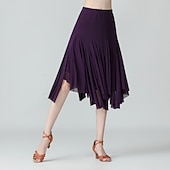 abordables Ropa de baile de salón-Baile de Salón Faldas Color Puro Mujer Rendimiento Entrenamiento Ropa Cotidiana Cintura Alta Poliéster
