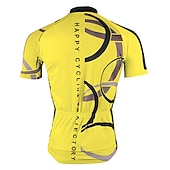 abordables Maillots pour hommes-Homme Maillot Velo Cyclisme Manche Courte Cyclisme Maillot Top avec 3 poches arrière VTT Vélo tout terrain Vélo Route Respirable Séchage rapide Résistant aux ultraviolets Zip frontal Blanche Jaune