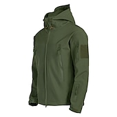 abordables Chaquetas y abrigos de hombre-operaciones especiales de los hombres chaqueta táctica militar de caparazón suave abrigo de caza con capucha abrigo de lana con capucha al aire libre térmico cálido impermeable a prueba de viento forrado con vellón ligero gabardina de invierno superior pe