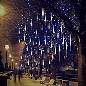 cheap Plug String Lights-Falling Rain Lights Meteor Shower Lights Christmas Lights 30cm 8 Tube 144 LEDs Falling Rain Drop Icicle String Lights for Christmas Trees Halloween Decoration Holiday Wedding