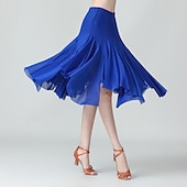 abordables Ropa de baile de salón-Baile de Salón Faldas Color Puro Mujer Rendimiento Entrenamiento Ropa Cotidiana Cintura Alta Poliéster