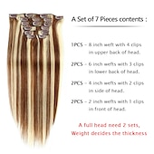 abordables Extensions à Clips-A Clipser Extensions de cheveux Cheveux Naturel Rémy Clip sur les extensions de cheveux 7 pièces 100 g Pack Droit Blond 14-24 pouce Extensions de cheveux