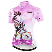 baratos Camisolas femininas-Mulheres Camisa para Ciclismo Padrão Botânico floral Flor Manga Curta Moto Camisa / Roupas Para Esporte Blusas com 3 bolsos traseiros Ciclismo de Montanha Ciclismo de Estrada Secagem Rápida Bolso