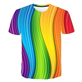 cheap 3D T shirts-Men&#039;s Unisex Graphic Rainbow 3D Shirt T shirt Tee Short Sleeve T shirt Crew Neck Shirt Chic &amp; Modern Party Casual Daily Purple Green Rainbow Clothing Apparel Plus Size S M L XL XXL 3XL 4XL
