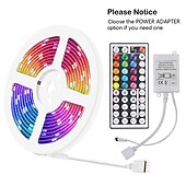 cheap Waterproof Strip Lights-LED Strip Lights 5 Meters Waterproof Flexible LED Light Strips 90x5050 RGB SMD LEDs IR 44 Key Controller with Installation Package and 12V Adapter Kit