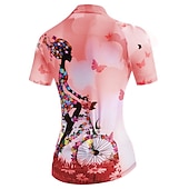 baratos Camisolas femininas-Mulheres Camisa para Ciclismo Padrão Botânico floral Flor Manga Curta Moto Camisa / Roupas Para Esporte Blusas com 3 bolsos traseiros Ciclismo de Montanha Ciclismo de Estrada Secagem Rápida Bolso