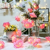 Недорогие Питание от батареек-элегантный свадебный прием вечеринка 6м 40 светодиодов розовая роза цветок светодиодные гирлянды праздничные гирлянды свадебная вечеринка украшение лампа на батарейках без батареек