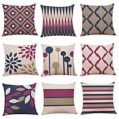 billige geometrisk stil-1 sett med 9 stk moderne putetrekk geometri serie dekorativ faux lin kaste putetrekk hjem sofa dekorativ utendørs pute til sofa sofa seng stol