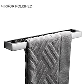cheap Towel Bars-Towel Rail, Strong Self Adhesive Black Towel Holder Stainless Steel Wall Mounted
