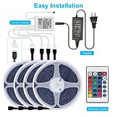 رخيصةأون أضواء الشريط للماء-20 م 4x5 م شرائط قابلة للانثناء لأضواء LED مجموعات ضوء أضواء RGB بشكل شريط 1200 المصابيح 2835 SMD 8 ملم 1SET RGB عيد الميلاد رأس السنة ضد الماء قابل للقص ديكور 100-240 V / اللصق التلقي