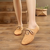 ieftine Pantofi Jazz-pantofi de dans jazz de pânză neagră pentru femei cu design cu șireturi – încălțăminte confortabilă și ușoară pentru dansul jazz, de sală, latin și social