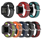 billige Fitbit klokkebånd-Klokkerem til Fitbit Versa 2 / Versa Lite / Versa SE / Versa Silikon Erstatning Stropp Myk Pustende Sportsrem Armbånd