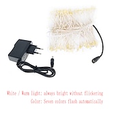 cheap Plug String Lights-2m 200 LEDs Firecracker Lamp String Lights - Warm White &amp; White Waterproof Outdoor Christmas Garden Lights with 6V 1A Power Adapter for Christmas Holiday Parties