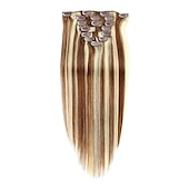 abordables Extensions à Clips-A Clipser Extensions de cheveux Cheveux Naturel Rémy Clip sur les extensions de cheveux 7 pièces 100 g Pack Droit Blond 14-24 pouce Extensions de cheveux