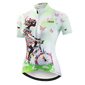 baratos Camisolas femininas-Mulheres Camisa para Ciclismo Padrão Botânico floral Flor Manga Curta Moto Camisa / Roupas Para Esporte Blusas com 3 bolsos traseiros Ciclismo de Montanha Ciclismo de Estrada Secagem Rápida Bolso