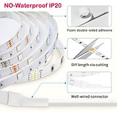 cheap Waterproof Strip Lights-LED Strip Lights 5 Meters Waterproof Flexible LED Light Strips 90x5050 RGB SMD LEDs IR 44 Key Controller with Installation Package and 12V Adapter Kit