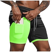 cheap Mens Active Shorts-Men&#039;s Sports Outdoor Athletic Breathable Quick Dry Moisture Wicking 2 in 1 with Phone Pocket Liner Solid Colored Activewear Dark Grey Black Stretchy