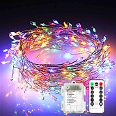 cheap Battery String Lights-2m 200 LEDs Firecracker String Lights, Outdoor Waterproof Christmas Decorative Lights with Remote Control, 8 Modes, Dimming, and Timer for Holiday Parties
