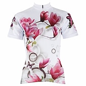 abordables Maillots de mujer-Mujer Maillot de Ciclismo Estampado Flores Botánica Flor Manga Corta Bicicleta Maillot Camiseta con 3 bolsillos traseros MTB Bicicleta Montaña Ciclismo Carretera Secado rápido Resistente a los UV