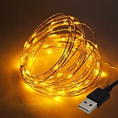 Недорогие Питание от USB-2 шт. 20 м светодиодных гирлянд, USB-гирлянда, 400 светодиодов теплого белого цвета, белый, синий для уличного рождественского гибкого украшения