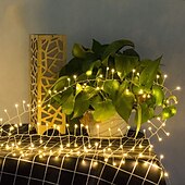 cheap Battery String Lights-2m 200 LEDs Firecracker String Lights, Outdoor Waterproof Christmas Decorative Lights with Remote Control, 8 Modes, Dimming, and Timer for Holiday Parties