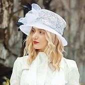 levne Fascinátory a klobouky-Klobouky Organza Kbelík Svatební Večírek Melbourne Cup koktejl Royal Astcot Doplňky do vlasů Elegantní S Peří Mašle Přílba Pokrývky Hlavy
