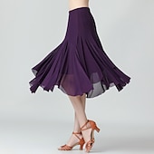 abordables Ropa de baile de salón-Baile de Salón Faldas Color Puro Mujer Rendimiento Entrenamiento Ropa Cotidiana Cintura Alta Poliéster