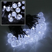 billige Soldrevet-elegant bryllupsfestmottakelse 6,5m 30led solcellelys - boblelampe med krystallkule, 8 funksjoner, vanntette utendørs eventyrlys for hage, plendekorasjon