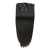 abordables Extensions à Clips-A Clipser Extensions de cheveux Cheveux Naturel Rémy Clip sur les extensions de cheveux 7 pièces 100 g Pack Droit Blond 14-24 pouce Extensions de cheveux