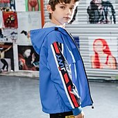voordelige Bovenkleding-Kinderen Jongens Trenchcoat Afdrukken Basic blauw Klaver