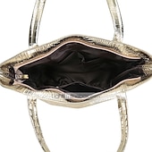 abordables Cabas et fourre-tout-Femme Fourre-tout faux cuir du quotidien Fermeture Couleur unie Argent Noir Dorée