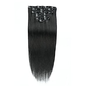 abordables Extensions à Clips-A Clipser Extensions de cheveux Cheveux Naturel Rémy Clip sur les extensions de cheveux 7 pièces 100 g Pack Droit Blond 14-24 pouce Extensions de cheveux