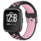 billige Fitbit klokkebånd-Klokkerem til Fitbit Versa 2 / Versa Lite / Versa SE / Versa Silikon Erstatning Stropp Myk Pustende Sportsrem Armbånd