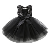 preiswerte Partykleider-Kinder Kleinkind Mädchen Kleid Einfarbig Ärmellos Leistung Party Ferien Pailletten Basic Schön Süß Acryl Sommer Rosa Rote
