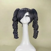 cheap Movie Character Wigs-Ponytail Wig Cosplay  Wig Synthetic Wig Cosplay Wig Lolita Curly Cute With 2 Ponytails Wig Medium Length Light golden Black Orange Synthetic Hair 18 inchWomen&#039;sCosplay Blonde hairjoy Halloween Wigs