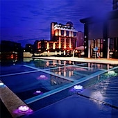 baratos Luzes Subaquáticas-luzes led submersíveis ao ar livre à prova d&#039;água 10 led rgb lâmpada de pesca subaquática luzes de fonte de lagoa controle remoto operado por bateria 16 cores luzes de piscina para vaso aquário tanque de peixes