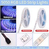 お買い得  WiFi&amp;音楽コントロール-rgb led ストリップライト 20m 65ft 防水音楽同期 12v 5050 smd 色を変更する bluetooth コントローラ 100-240v アダプタ寝室ホームテレビバックライト diy デコ