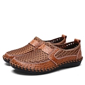 preiswerte Herrenpantoletten &amp; -slipper-Braune atmungsaktive Loafer aus Kunstleder für Herren - lässige Sommer-Schlupfschuhe mit perforiertem Design für Outdoor-Aktivitäten
