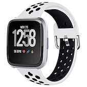 billige Fitbit klokkebånd-Klokkerem til Fitbit Versa 2 / Versa Lite / Versa SE / Versa Silikon Erstatning Stropp Myk Pustende Sportsrem Armbånd