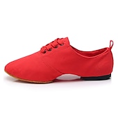 ieftine Pantofi Jazz-pantofi de dans jazz de pânză neagră pentru femei cu design cu șireturi – încălțăminte confortabilă și ușoară pentru dansul jazz, de sală, latin și social