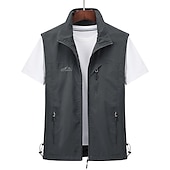 voordelige actieve bovenkleding voor heren-Voor heren Vissersvest Wandelvest Mouwloos Overkleding Rits top Buiten waterdicht Winddicht Ultralicht (UL) Ademend Chinlon Zwart Leger Groen Grijs Jagen Vissen Klimmen / Sneldrogend / Multi Pocket