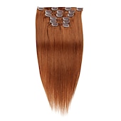 abordables Extensions à Clips-A Clipser Extensions de cheveux Cheveux Naturel Rémy Clip sur les extensions de cheveux 7 pièces 100 g Pack Droit Blond 14-24 pouce Extensions de cheveux